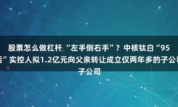 股票怎么做杠杆 “左手倒右手”？中核钛白“95后”实控人拟1.2亿元向父亲转让成立仅两年多的子公司